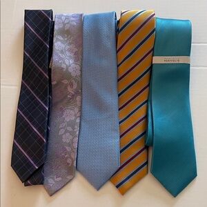 5 Men’s Silk & Silk Blend Ties. Blues, Orange and Purples